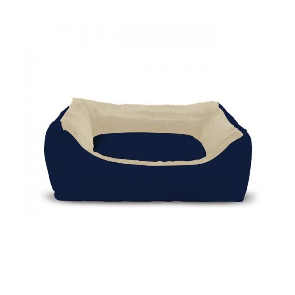 Gauty Cama Retangular Cão Gato Pelo Bege Reclado Azul XXL 115 x 90