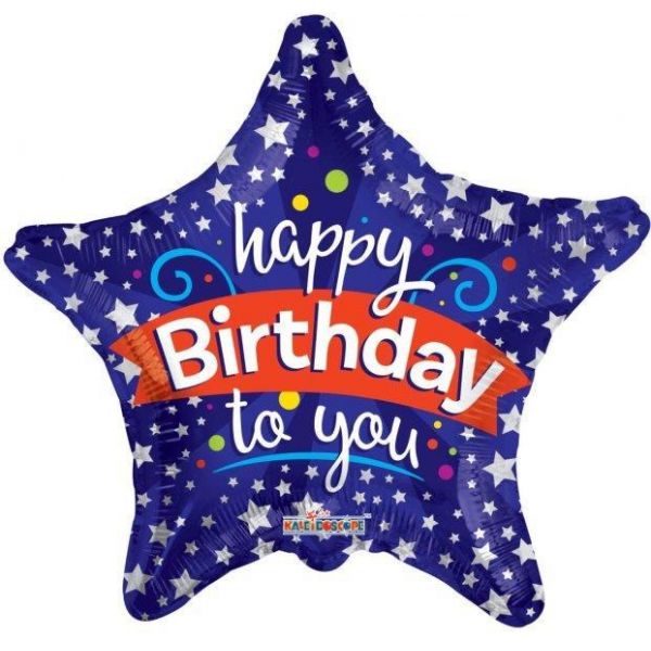 Kaleidoscope Balão Foil 18 Estrela Happy Birthday To You 141815057