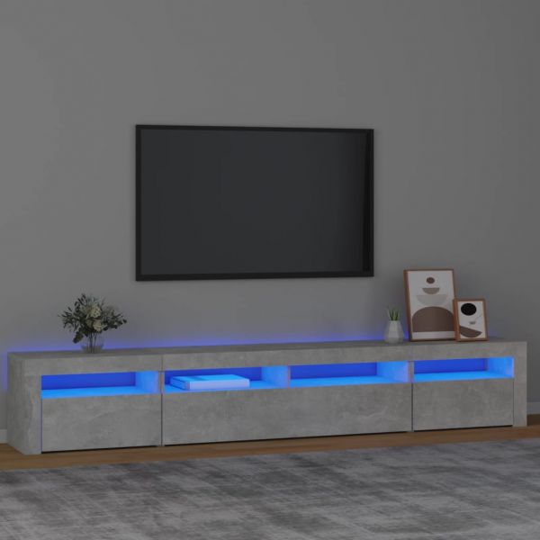 Móvel de TV Luzes LED 240x35x40 cm Cinzento Cimento 3152725