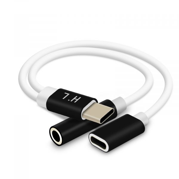 Avizar Adaptador Audio E Carga Usb C Para Jack Mm E Usb C Compacto