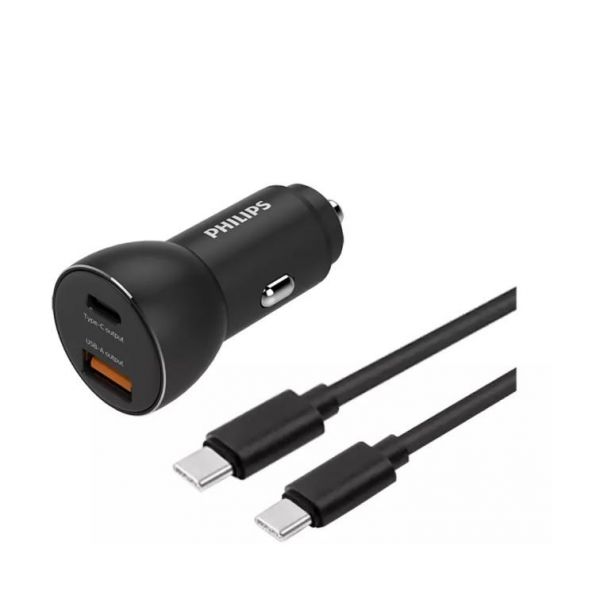 Philips Carregador Isqueiro 2 Portas USB A USB C ASPHILUDLP2521C