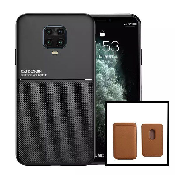 Kit Capa Magnetic Lux Magnetic Wallet Castanho Xiaomi Redmi Note