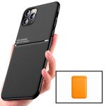 Kit Capa Magnetic Lux Magentic Wallet Laranja Para Iphone 13 Pro Max