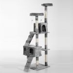 PawHut Arranhador de árvore para gatos de cor Madeira cinza Pelúcia 50x50x170cm