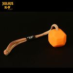 Julius-K9 Brinquedo Cão Bola Fluorescente com Corda Laranja 6cm