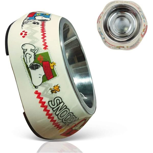 Zooz Pets Taça em Melamina e Inox Woodstock Oficial Snoopy M