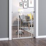 Pawhut Barreira de Segurança Portas e Escadas Barreira com Fechadura Automática Extensível 17,5cm Metal 92-102x104,1cm Branco