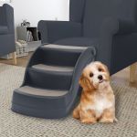 Escada para Cães Dobrável com 3 Degraus Cinzento-escuro - 171174