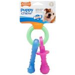 Nylabone Anillos de Dentición Puppy Chew Nylon/caucho Rosa/azul