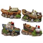 Vadigran Barco de Pesca Decorativo para Aquário