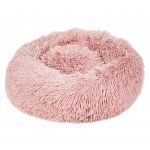 Beliani Cama para animal em pele sintética rosa ø 50 cm efeito donut pelo macio longo almofada para dormir sala quarto 50x50x15 - 4251682282840
