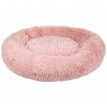 Beliani Cama para animal em pele sintética rosa ø 80 cm efeito donut pelo macio longo almofada para dormir sala quarto 80x80x20 - 4251682282833