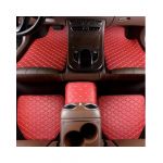 Tapete Universal de Couro para Carros à Prova D'água Vermelho 5 Peças