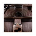 Tapete Universal de Couro para Carros à Prova D'água Castanho Escuro 5 Peças
