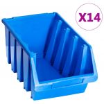 Caixas de Arrumação Empilháveis 14 Peças Plástico Azul - 146286