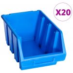 Caixas de Arrumação Empilháveis 20 Peças Plástico Azul - 146285