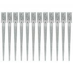 Estacas de Enterrar 12 Peças 7x7x75 cm Aço Galvanizado Prateado - 145403