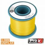 ProK Electronics Cabo Unifilar Amarelo 0.5mm Rolo 25m - PKCU0.5/25Y