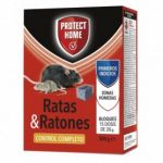 Raticida Protect Home En Bloques Brodifacoum de Alta Eficacia, Mata Ratas e Ratones, 15 Dosis de 20 Grs.