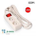 EDM Bloco de 2 Tomadas Schuko com Interruptor 1,5mts - EDM41016