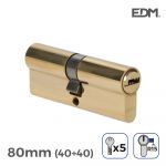 EDM Cilindro de Latão 40 + 40 mm Total 80 mm com 5 Chaves de Segurança Incluídas