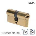 EDM Cilindro de Latão 60MM (30 + 30MM) Curta Cam R13 com 5 Chaves de Segurança Incluídas