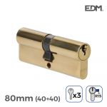 EDM Cilindro de Latão 40 + 40 mm Total 80 mm com 3 Chaves Serratadas Incluídas
