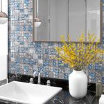 Ladrilhos Mosaico Adesivos 22 Pcs 30x30cm Vidro Cinzento e Azul - 327310