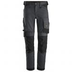 Snickers Workwear Pantalones Largos de Trabajo Elásticos Allroundwork Slim Fit 6341 Gris Acero / Negro Talla 52