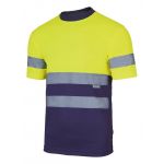 Velilla T-shirt Técnica Bicolor de Alta Visibilidade Série 305506 Amarelo Fluor / Azul Marinho S - 09.05.011/024