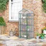 Outsunny Estufa de Jardim com 4 Prateleiras e Cobertura de Pe Estufa de Aço Cultivo de Plantas Flores 69x50x160cm Branco - 845-228V02WT