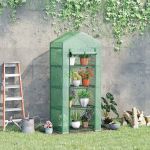Outsunny Estufa de Jardim com 4 Prateleiras e Cobertura de Pe Estufa de Aço Cultivo de Plantas Flores 69x50x160cm Verde - 845-228V02