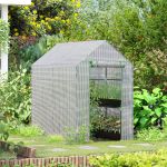 Outsunny Estufa de Jardim Estufa Caseira com 4 Prateleiras Porta Enrolável Cobertura de Pe 140g/m² e Estrutura de Aço 120x186x190cm - 845-306V01