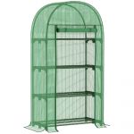 Outsunny Estufa de Jardim com 4 Prateleiras Metálicas Porta Enrolável e Cobertura de Pe Estufa de 80x49x160cm Verde - 845-607V01