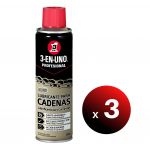 3 EN UNO Pack de 3 Unidades Profesional, Lubrificante de Cadenas com Ptfe, Spray 250 ml. - LoteSGS1075