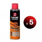 3 EN UNO Pack de 5 Unidades Profesional, Lubrificante Penetrante Aflojatodo em Spray 250 ml. - LoteSGS1065