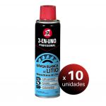 3 EN UNO Pack de 10 Unidades Profesional Lubrificante Transparente Grasa Blanca de Litio em Spray, 250 ml. - LoteSGS1057