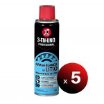 3 EN UNO Pack de 5 Unidades Profesional Lubrificante Transparente Grasa Blanca de Litio em Spray, 250 ml. - LoteSGS1056