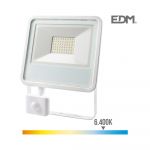 EDM Projetor led 50w 3500lm 6400k Luz Fria com Sensor de Presença 23,8x4,5x19,2cm