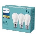 Philips Lâmpada LED E27 60W Warm White Pack 3