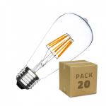 efectoLED Caixa de 20 Lâmpadas LED E27 Regulável de Filamento Big Lemon ST64 5.5W Branco Quente 2000K 2500K 220-240V AC5.5 W