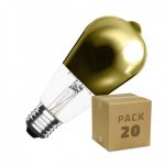 efectoLED Caixa de 20 Lâmpadas LED E27 de Filamento Regulável Gold Reflect Big Lemon ST64 5.5W Branco Quente 2000K 2500K 220-240V AC5.5 W