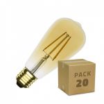 efectoLED Caixa de 20 Lâmpadas LED E27 Regulável de Filamento Gold Big Lemon ST64 5.5W Branco Neutro 4000K 4500K 220-240V AC5.5 W