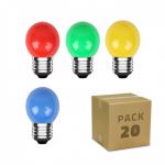 efectoLED Pack de 20 Lâmpadas LED E27 G45 3W 4 Cores Multi-cor 220-240V AC
