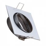efectoLED Aro Downlight Quadrado Basculante para Lâmpada LED GU10/GU5.3 Corte Ø 72 mm Cromo Satinado