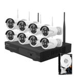 Nivian Kit Videovigilância Wifi 8 Câmaras Apto para Exterior + Disco Rígido 1TB