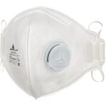Deltaplus Caixa de 10 Meias-máscaras Descartáveis FFP1 com Válvula Dobra Vertical Branco Ajustável