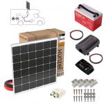 Kit caravana Painel solar 190W 12V + controlador + bateria 120Ah + inversor onda pura 400W + 4m cabo - Xunzel