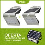 PACK 2 Apliques LED Solares + Candeeiro Solar Exterior VELLEMAN