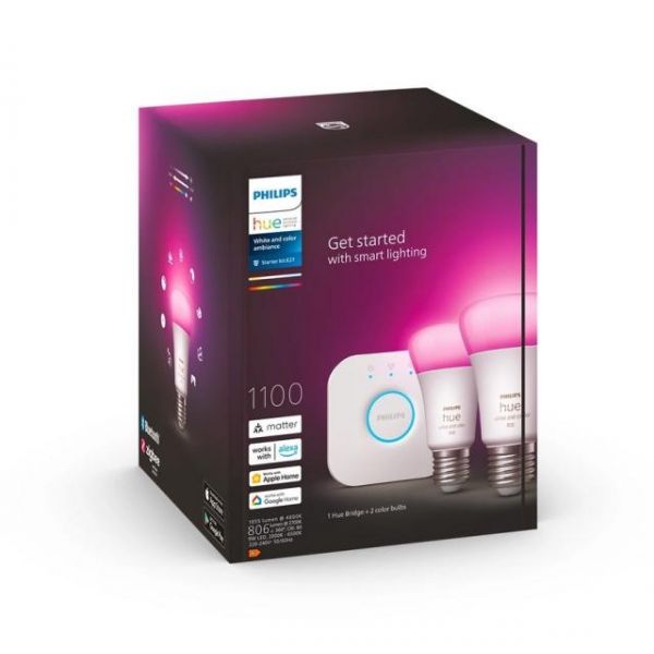 Philips Hue White and Color Ambiance Pack 2 Bombillas LED E27 9W RGB